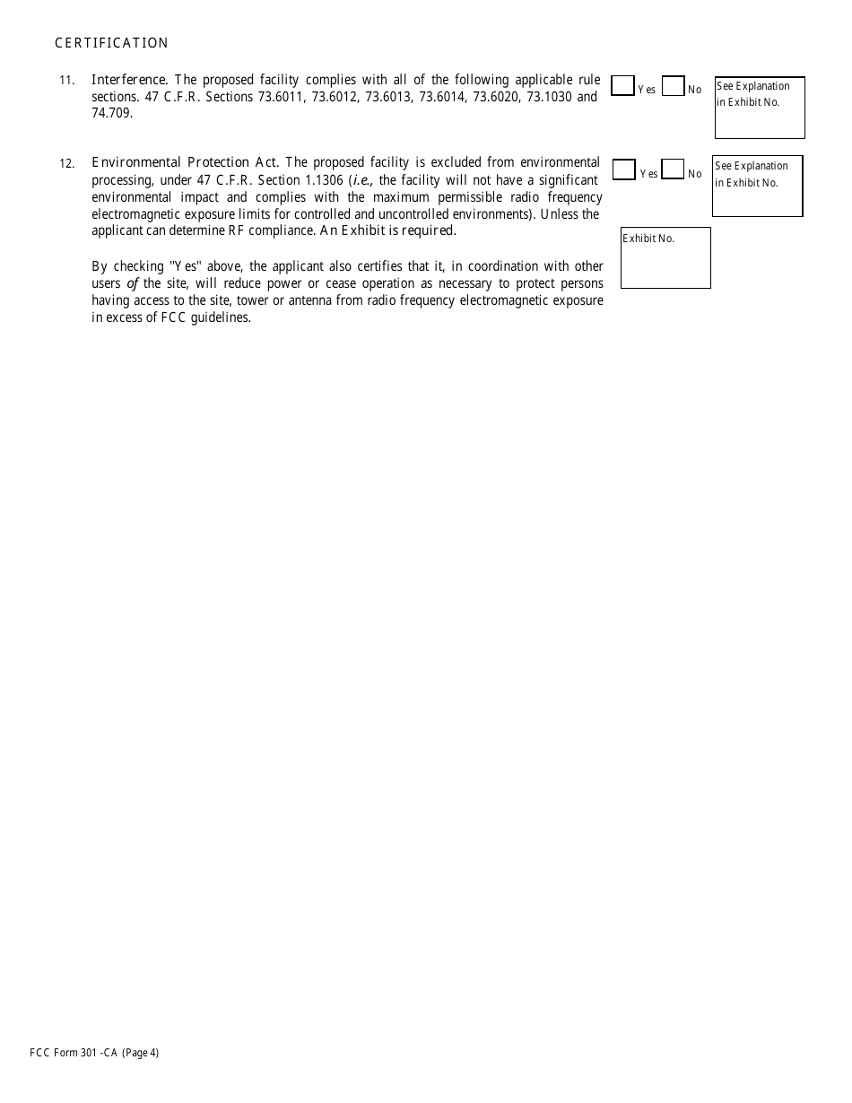 FCC Form 301-CA Application for Authority to Construct or Make Changes in a Class a Television Broadcast Station, Page 12