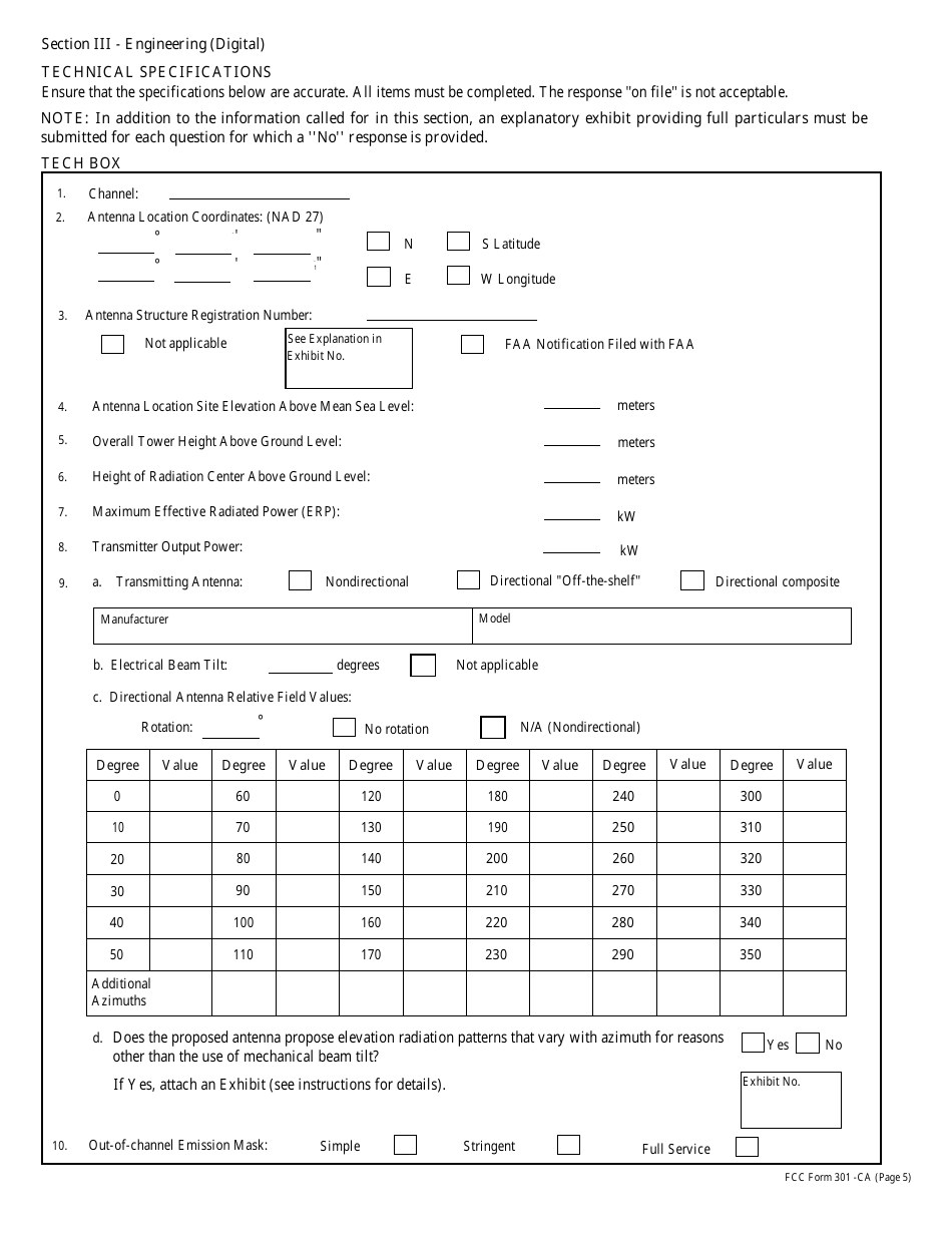 FCC Form 301-CA Application for Authority to Construct or Make Changes in a Class a Television Broadcast Station, Page 13