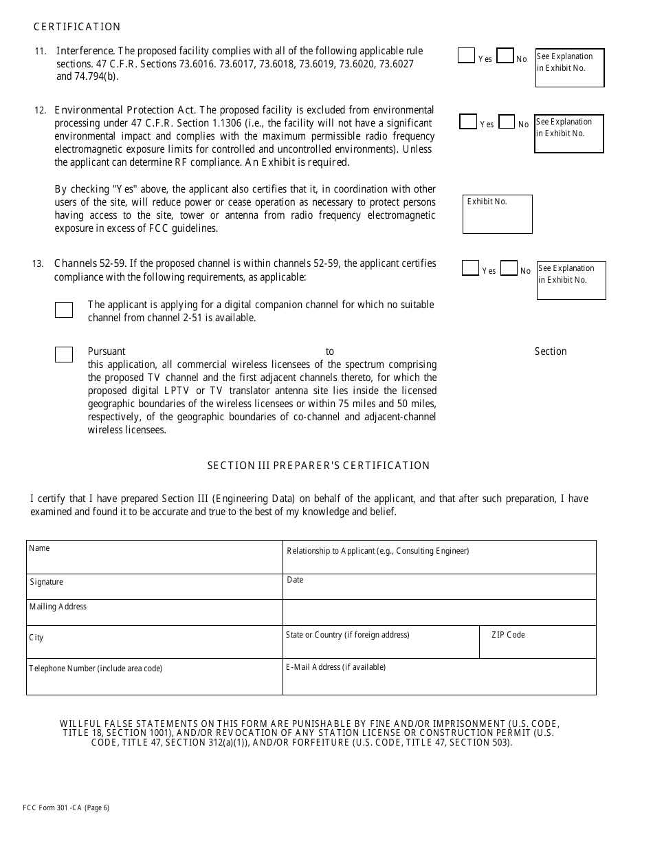 FCC Form 301-CA Application for Authority to Construct or Make Changes in a Class a Television Broadcast Station, Page 14