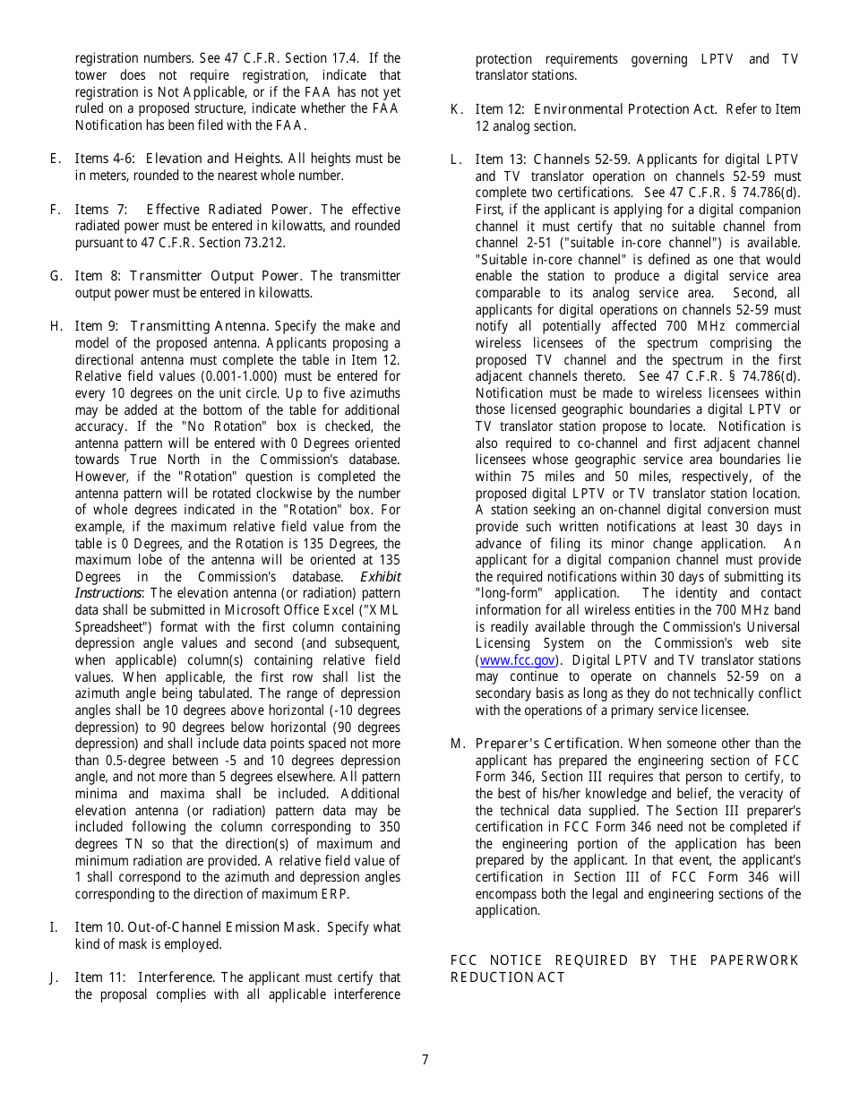 FCC Form 301-CA Application for Authority to Construct or Make Changes in a Class a Television Broadcast Station, Page 7