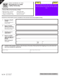 Form RLP53-08 Reinstatement of Limited Liability Partnership - Kansas, Page 3
