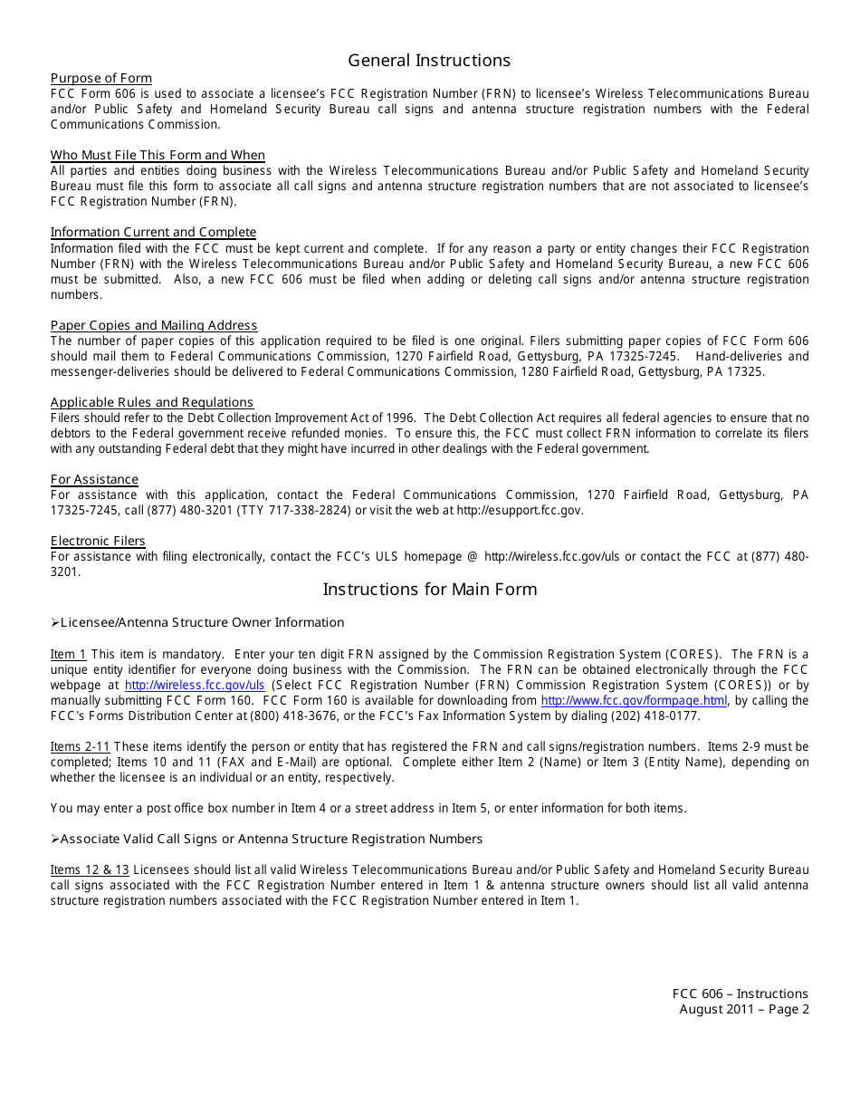 FCC Form 606 Associate Wtb and / or Pshsb Call Signs and Antenna Structure Registration Numbers With Licensees Frn, Page 2