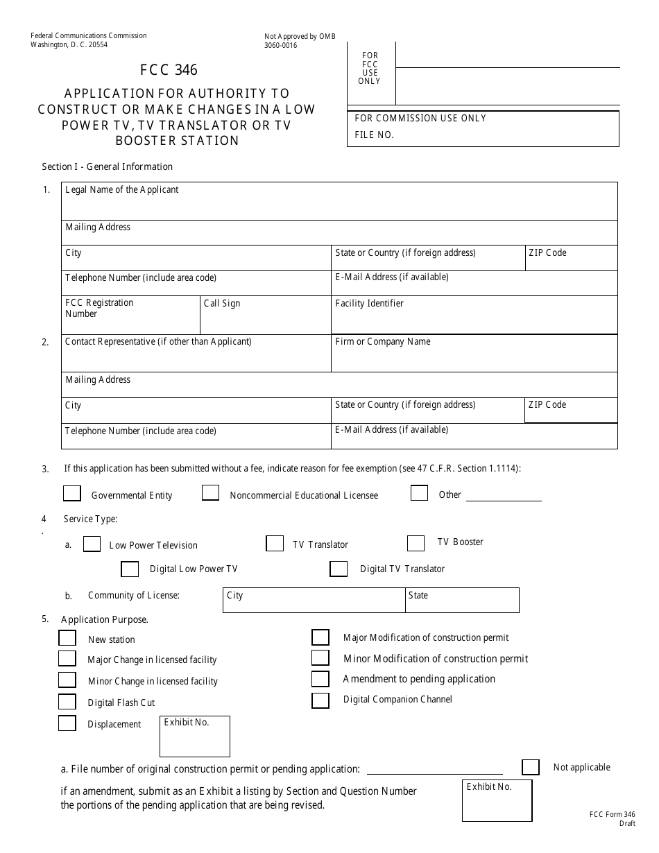 FCC Form 346 Application for Authority to Construct or Make Changes in a Low Power Tv, Tv Translator or Tv Booster Station, Page 10