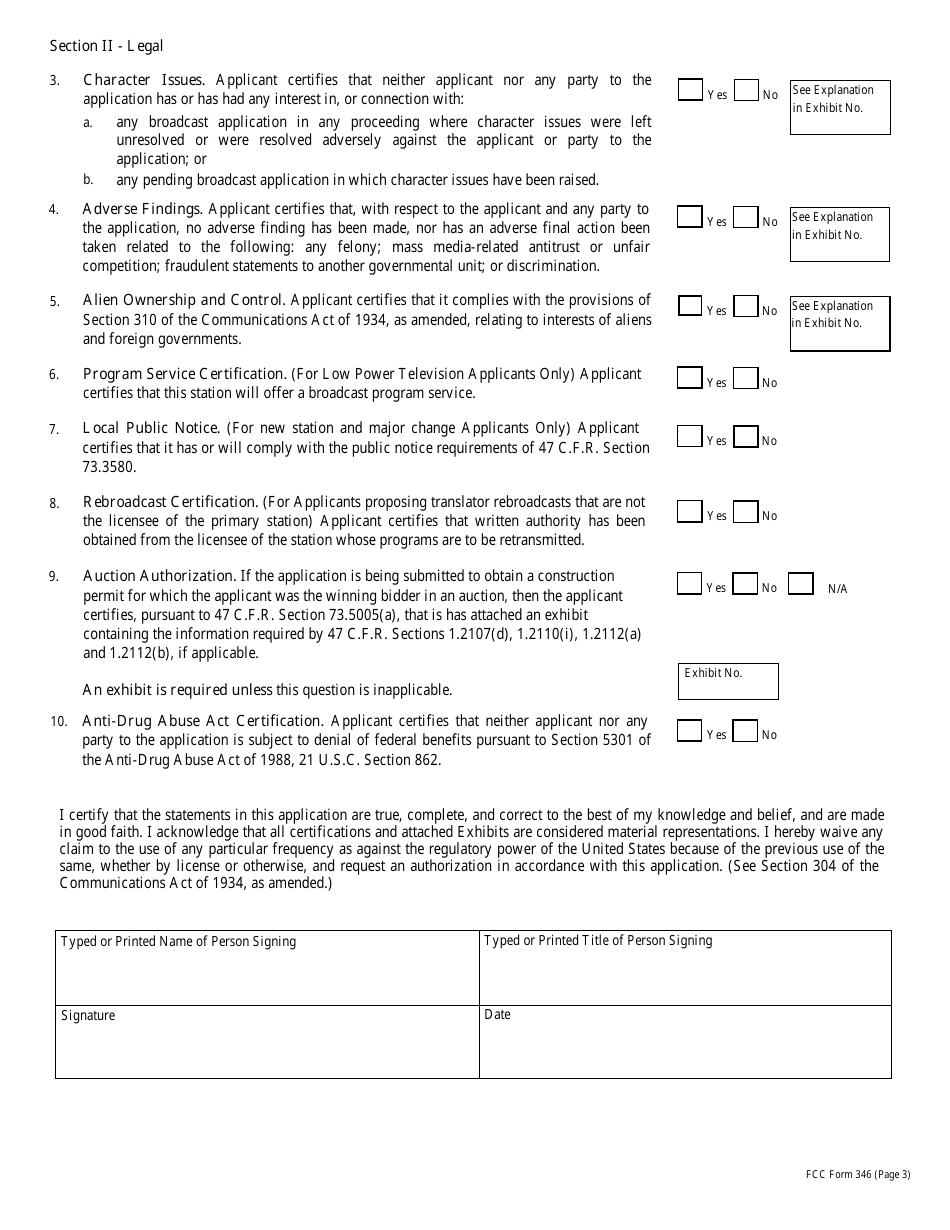 FCC Form 346 Application for Authority to Construct or Make Changes in a Low Power Tv, Tv Translator or Tv Booster Station, Page 12