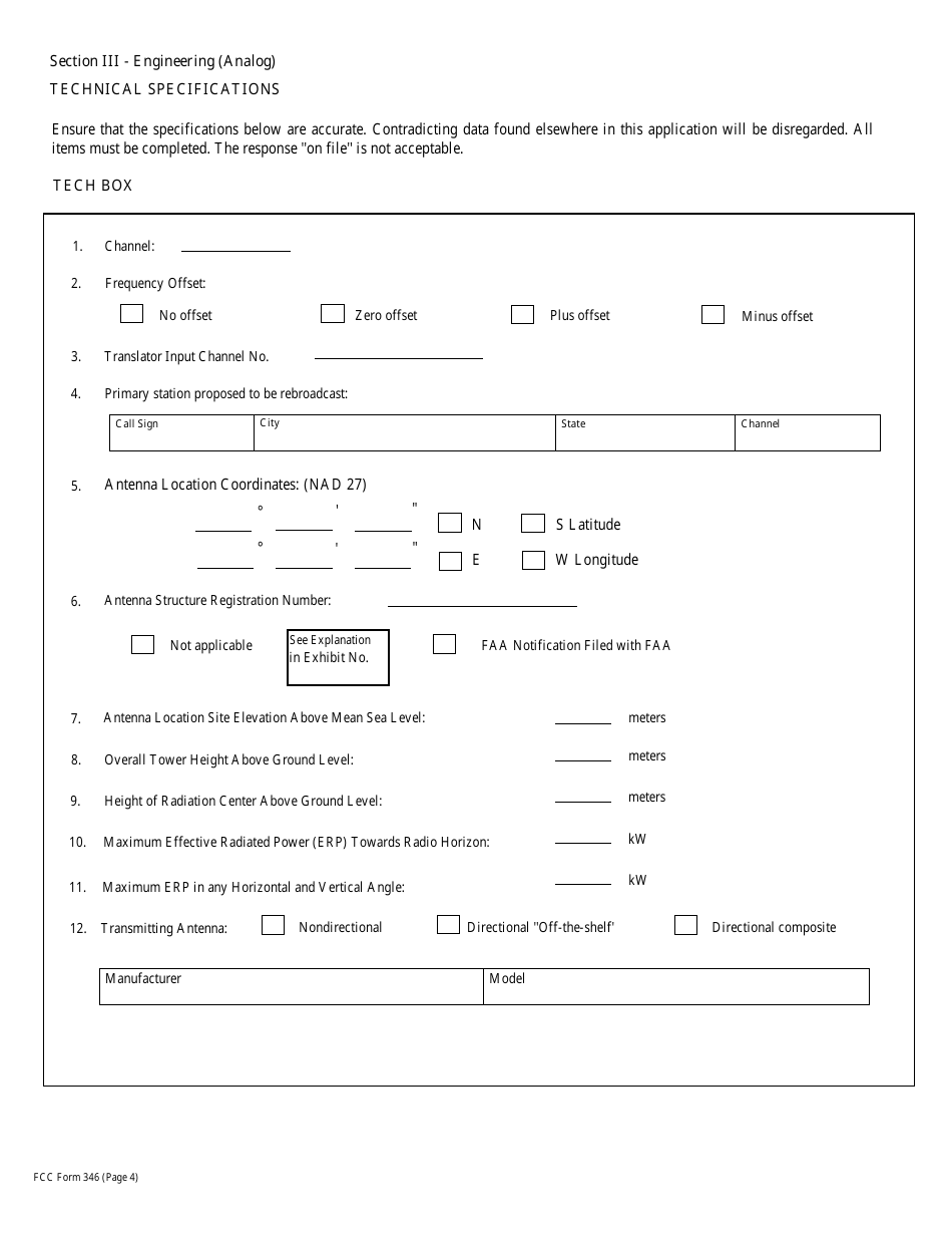 FCC Form 346 Application for Authority to Construct or Make Changes in a Low Power Tv, Tv Translator or Tv Booster Station, Page 13