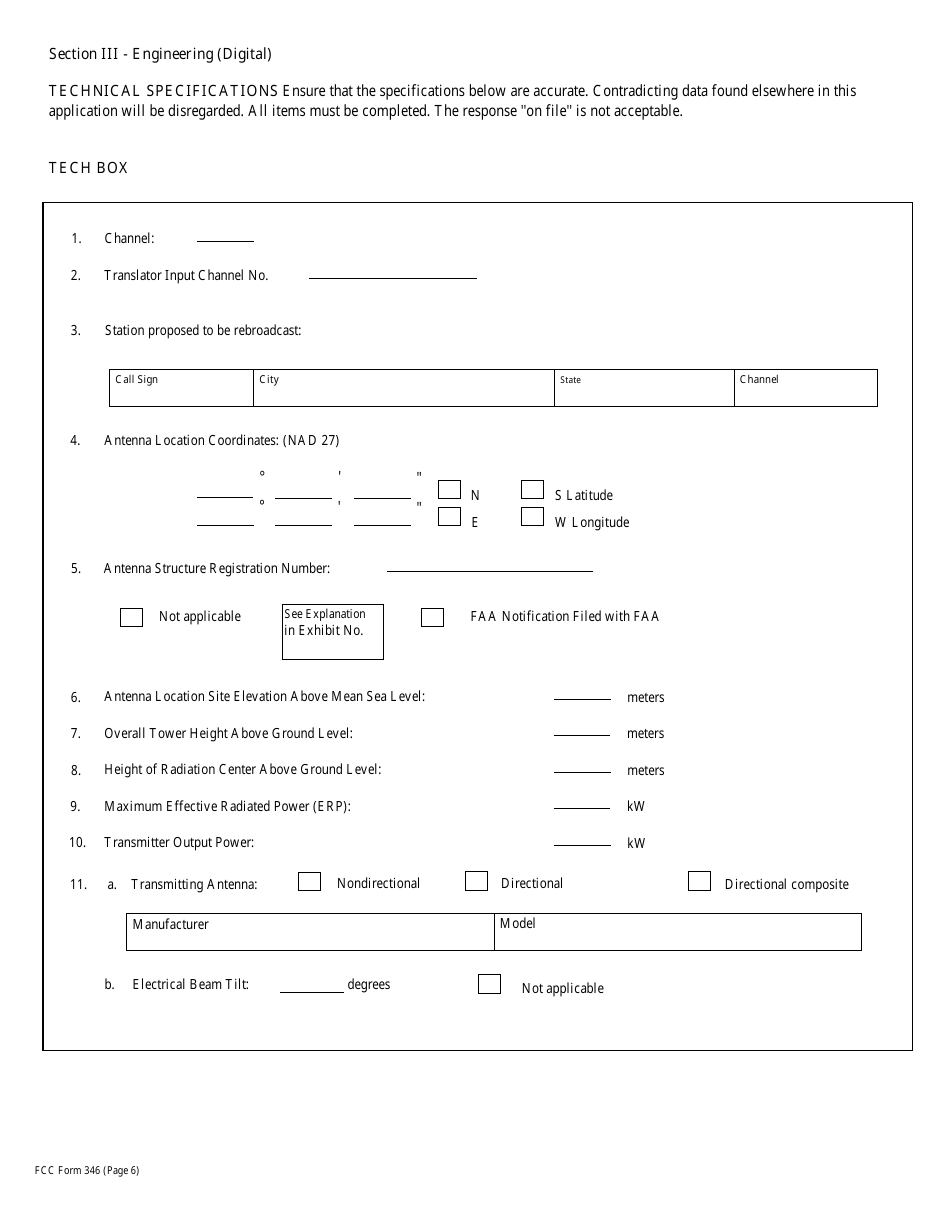 FCC Form 346 Application for Authority to Construct or Make Changes in a Low Power Tv, Tv Translator or Tv Booster Station, Page 15