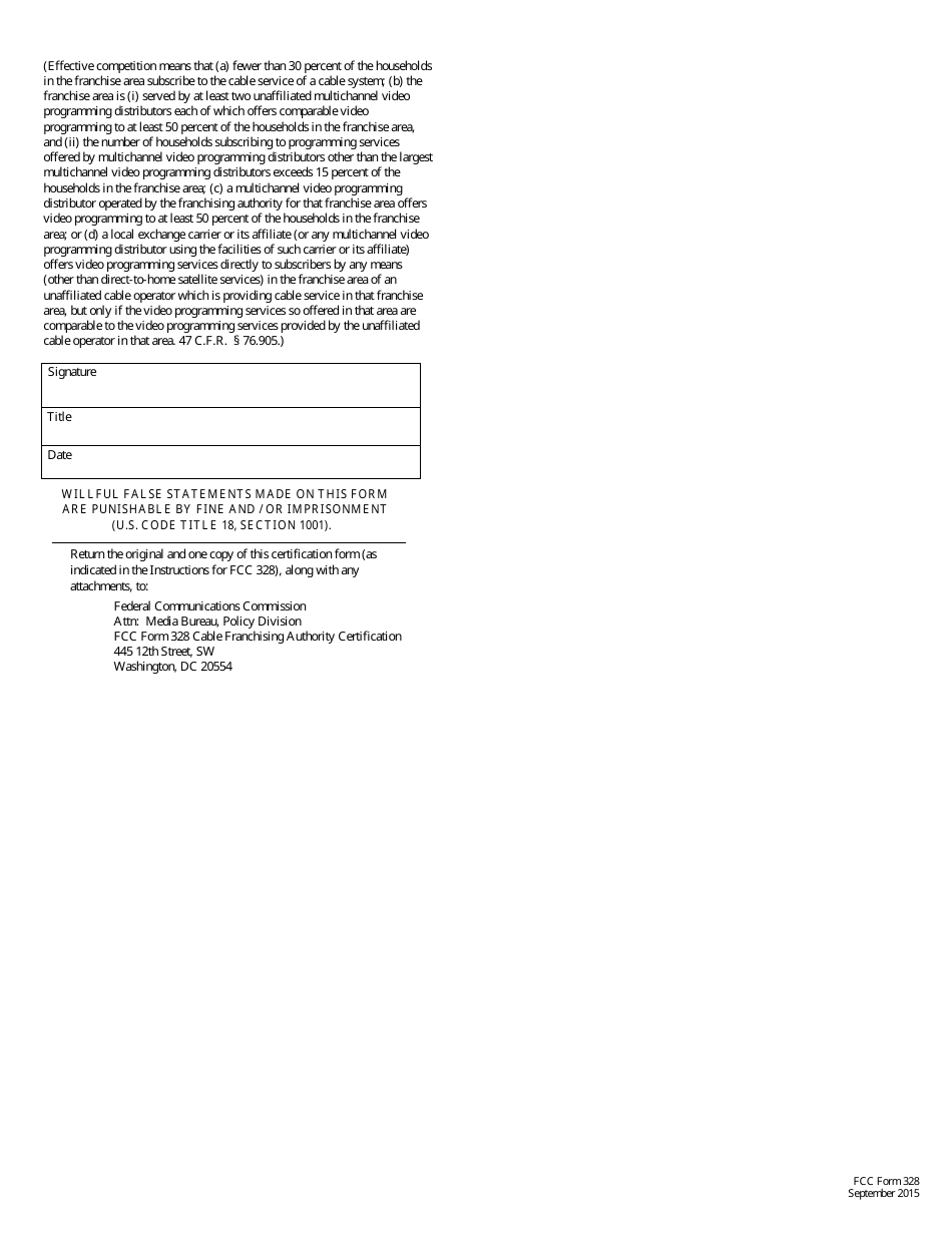 FCC Form 328 Certification of Franchising Authority to Regulate Basic Cable Service Rates and Initial Finding of Lack of Effective Competition, Page 4