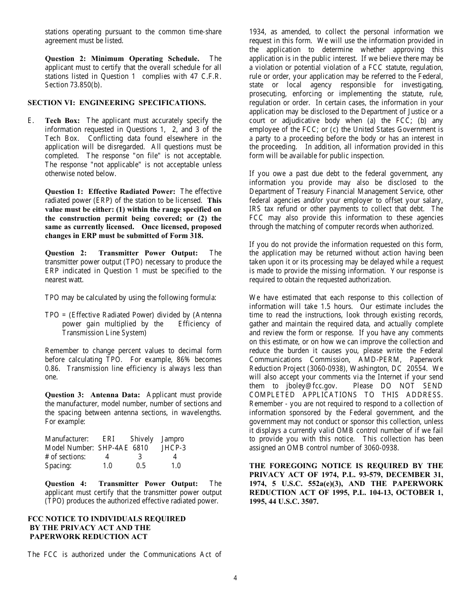 FCC Form 319 Application for a Low Power Fm Broadcast Station License, Page 4