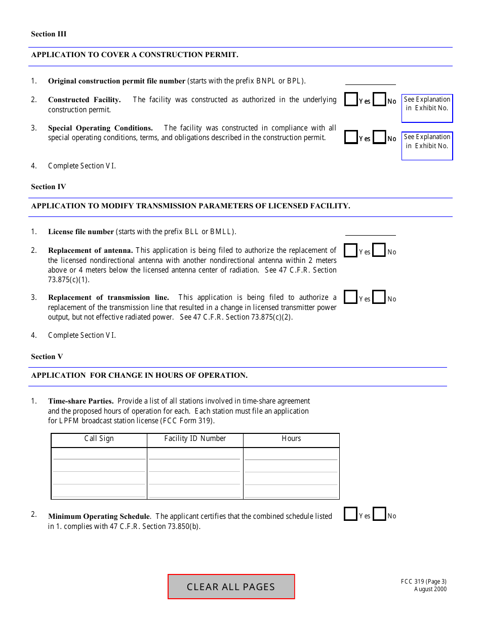 FCC Form 319 Application for a Low Power Fm Broadcast Station License, Page 7