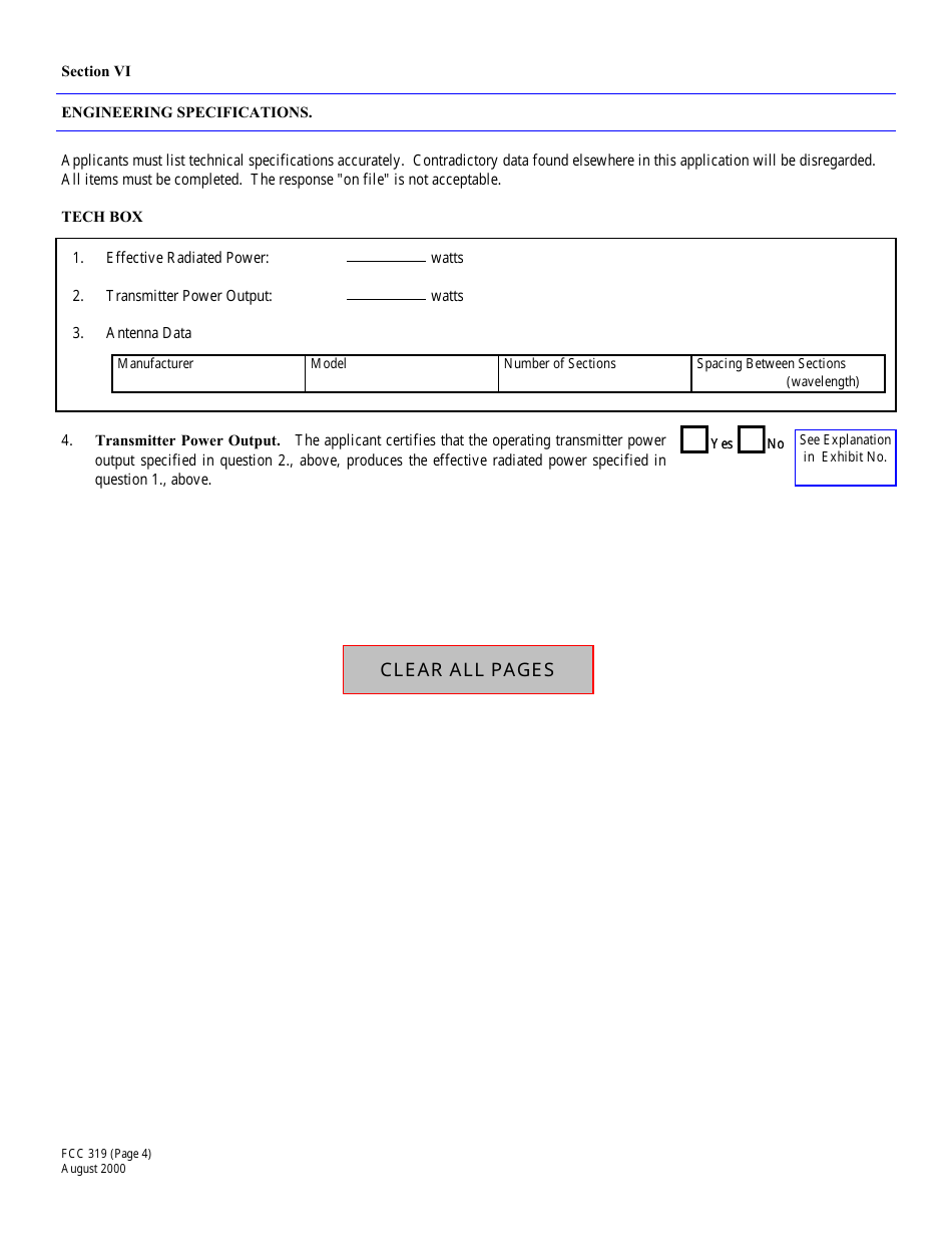 FCC Form 319 Application for a Low Power Fm Broadcast Station License, Page 8