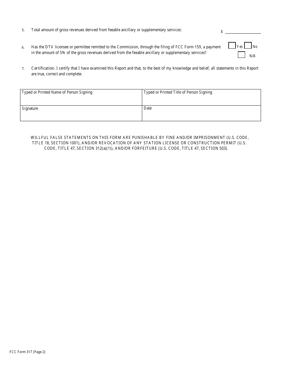 FCC Form 317 Annual Dtv Ancillary / Supplementary Services Report for Digital Television Stations, Page 4