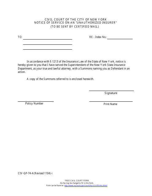 Form 74-a-i  Printable Pdf