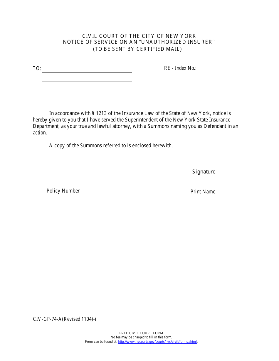 Form 74-a-i - Fill Out, Sign Online and Download Fillable PDF, New York ...