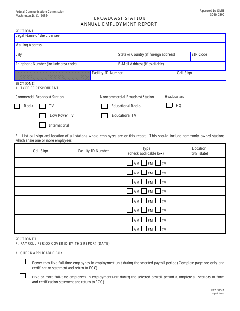 FCC Form 395-B  Printable Pdf