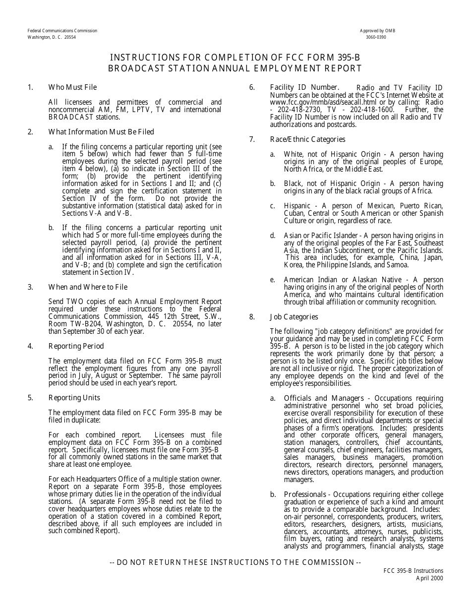 FCC Form 395-B Broadcast Station Annual Employment Report, Page 4