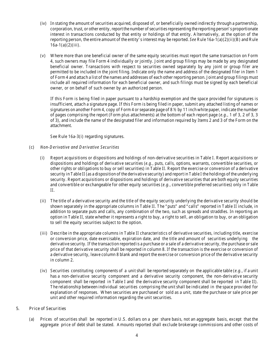 Download Instructions for SEC Form 1475, 4 Statement of Changes of ...