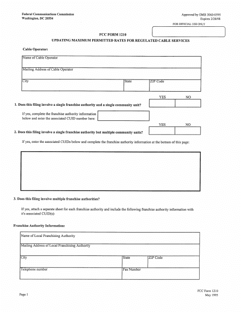 FCC Form 1210  Printable Pdf