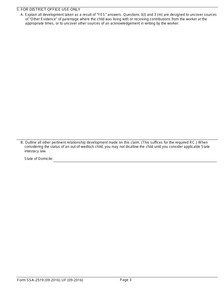 Form SSA-2519 Child Relationship Statement, Page 3