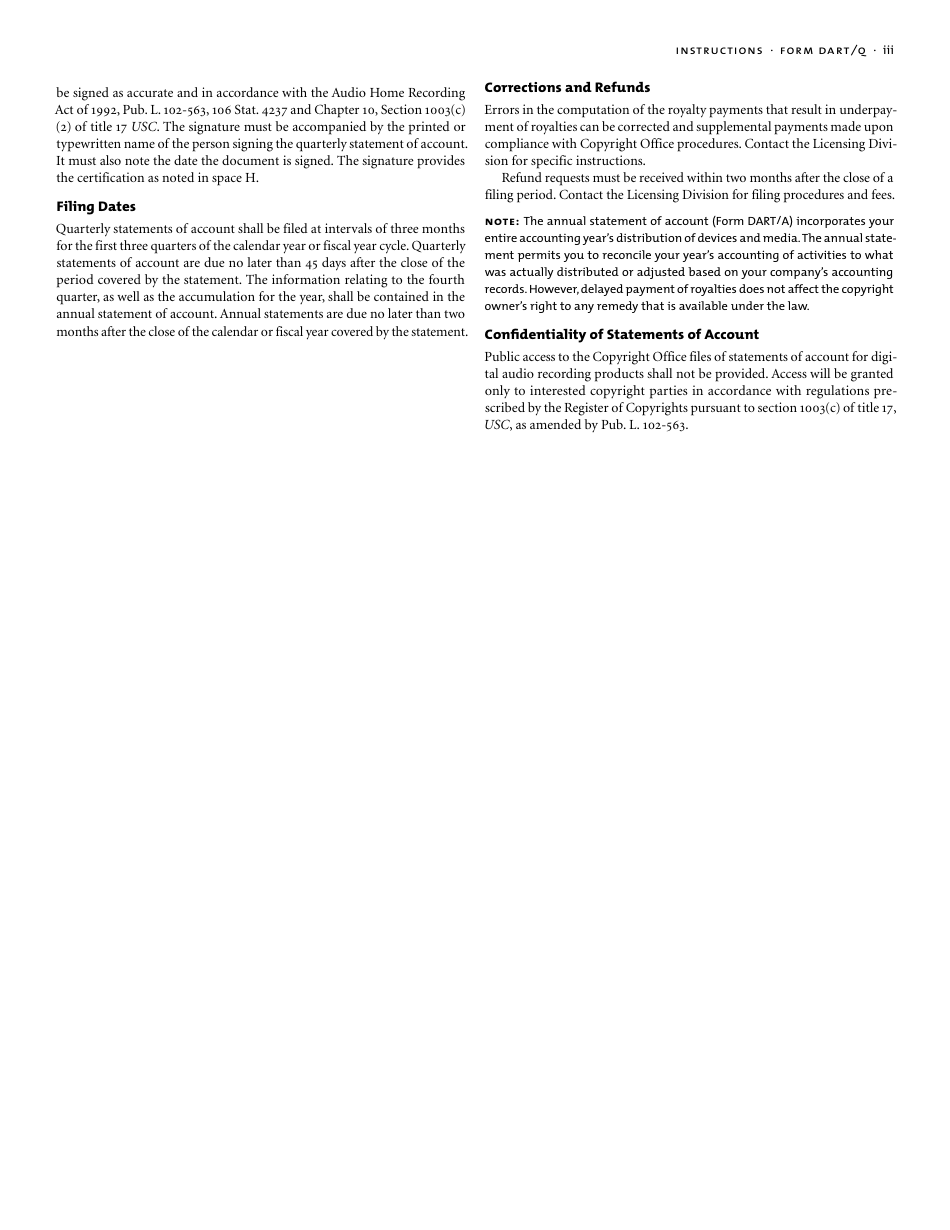 Form DART / Q Quarterly Statement of Account 5 for Digital Audio Recording Products, Page 9