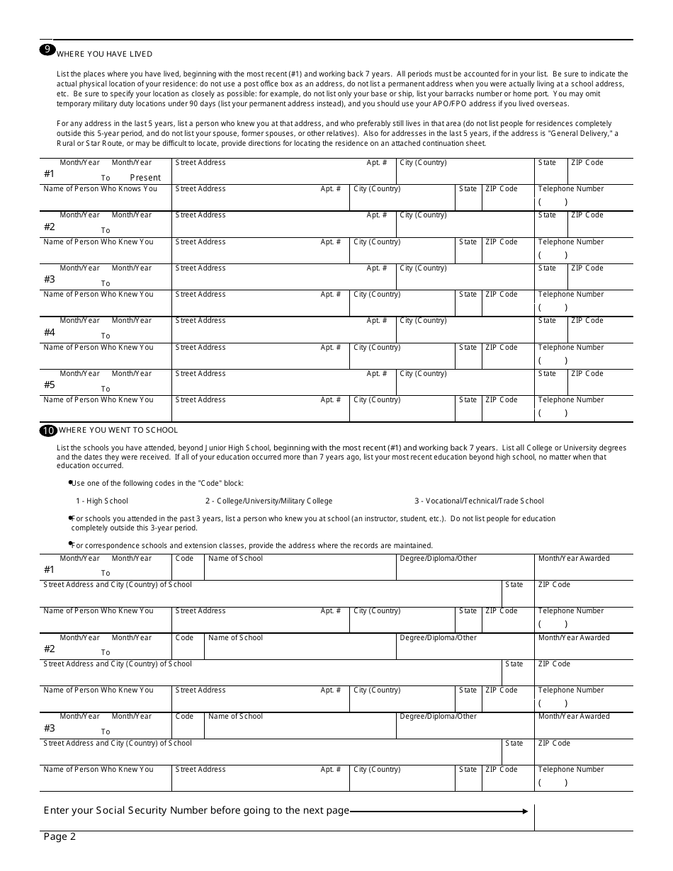 OPM Form SF-85P Questionnaire for Public Trust Positions, Page 4