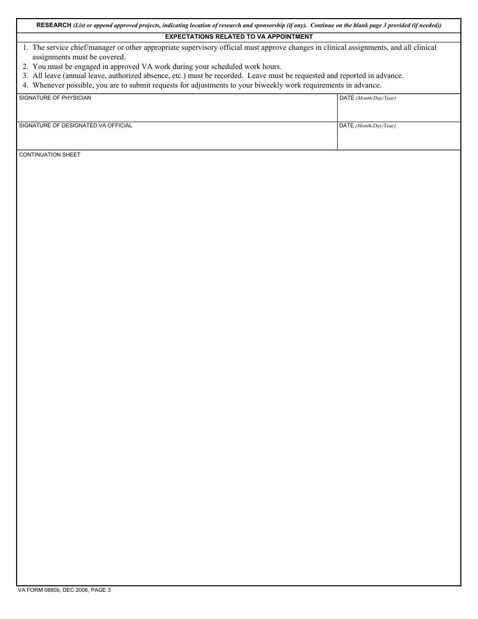 VA Form 0880B Worksheet for Determining Percentages on Memorandum Service Level Expectations (VA Form 0088a), Page 3