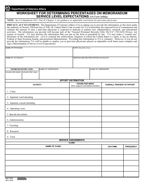 VA Form 0880B  Printable Pdf