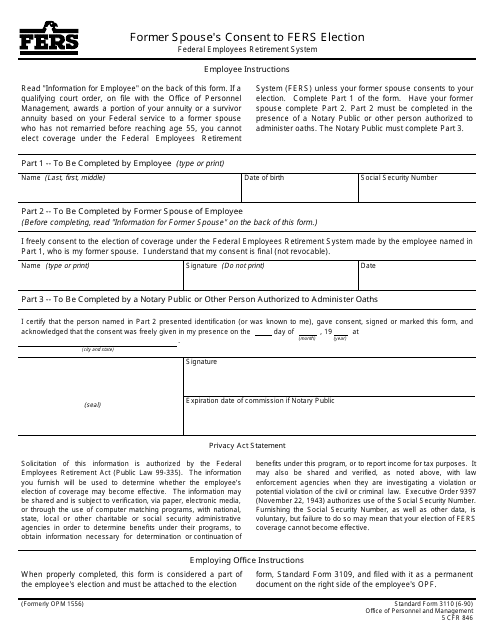OPM Form SF-3110 Former Spouse's Consent to Fers Election