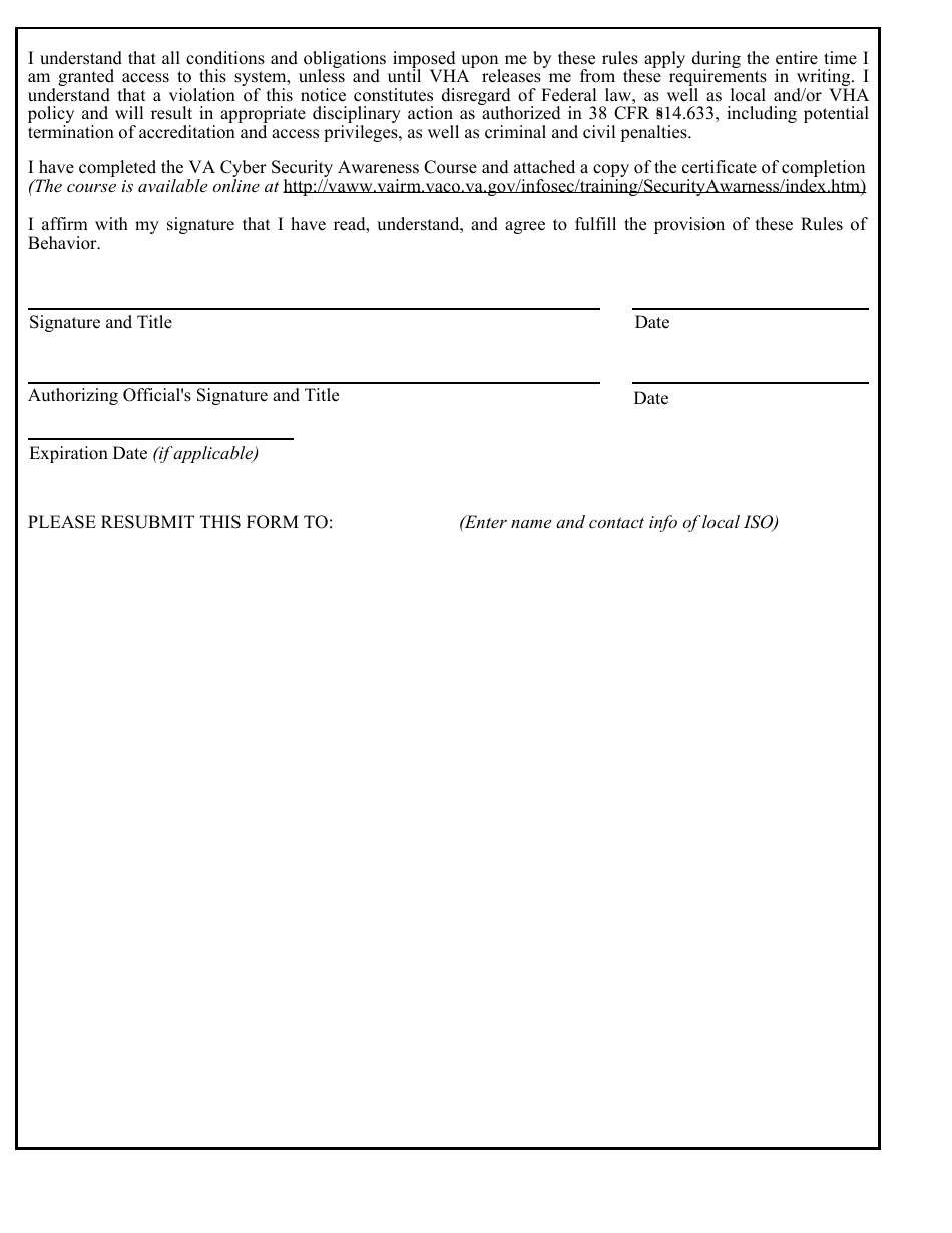 VA Form 10-0400A Computer Patient Record System (Cprs) Read Only Rules of Behavior for Veterans Service Organization (Vso), Page 2