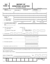 FEC Form 13 Report of Donations Accepted for Inaugural Committee