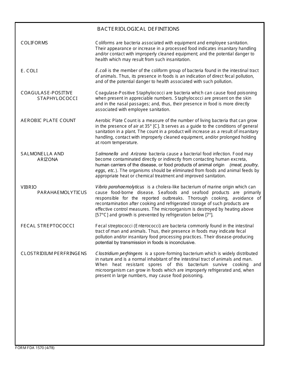 Form FDA1570 Summary of Bacteriological Results, Page 2
