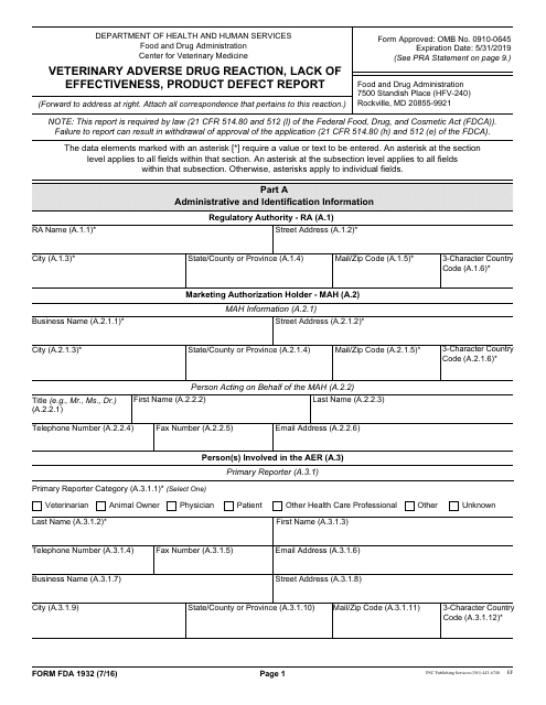 Form FDA1932  Printable Pdf