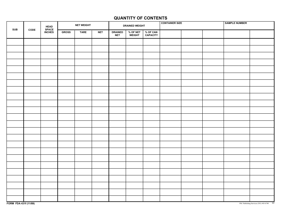 Form FDA431F - Fill Out, Sign Online and Download Fillable PDF ...