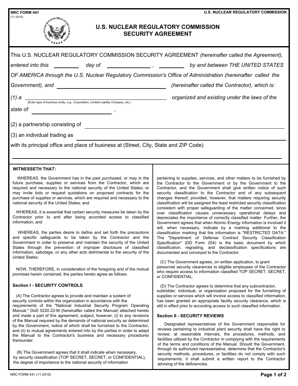 NRC Form 441 Fill Out Sign Online And Download Fillable PDF nrc-form-441-fill-out-sign-online-and-download-fillable-pdf