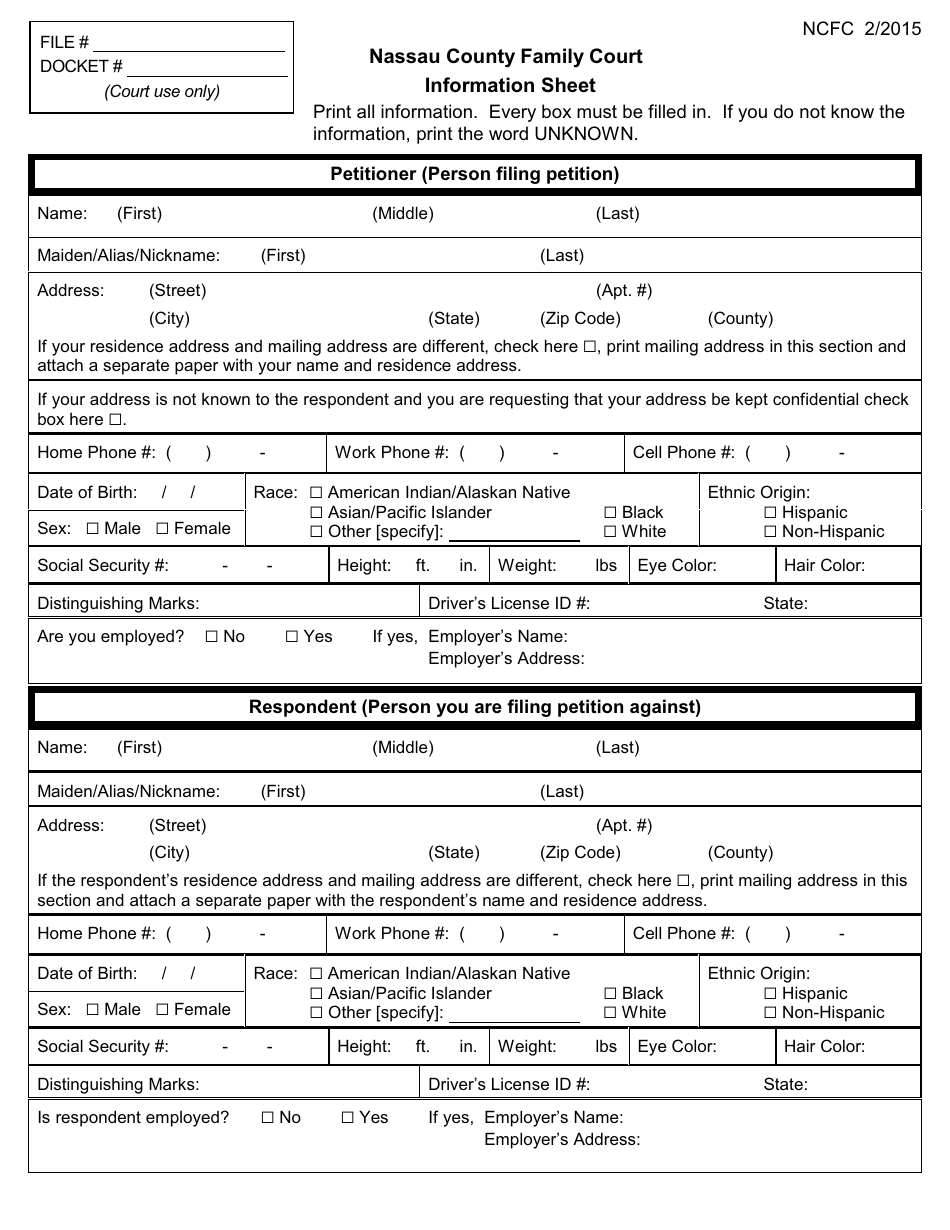 Instructions for an Enforcement / Violation of an Order of Custody / Visitation Petition - Nassau County, New York, Page 12