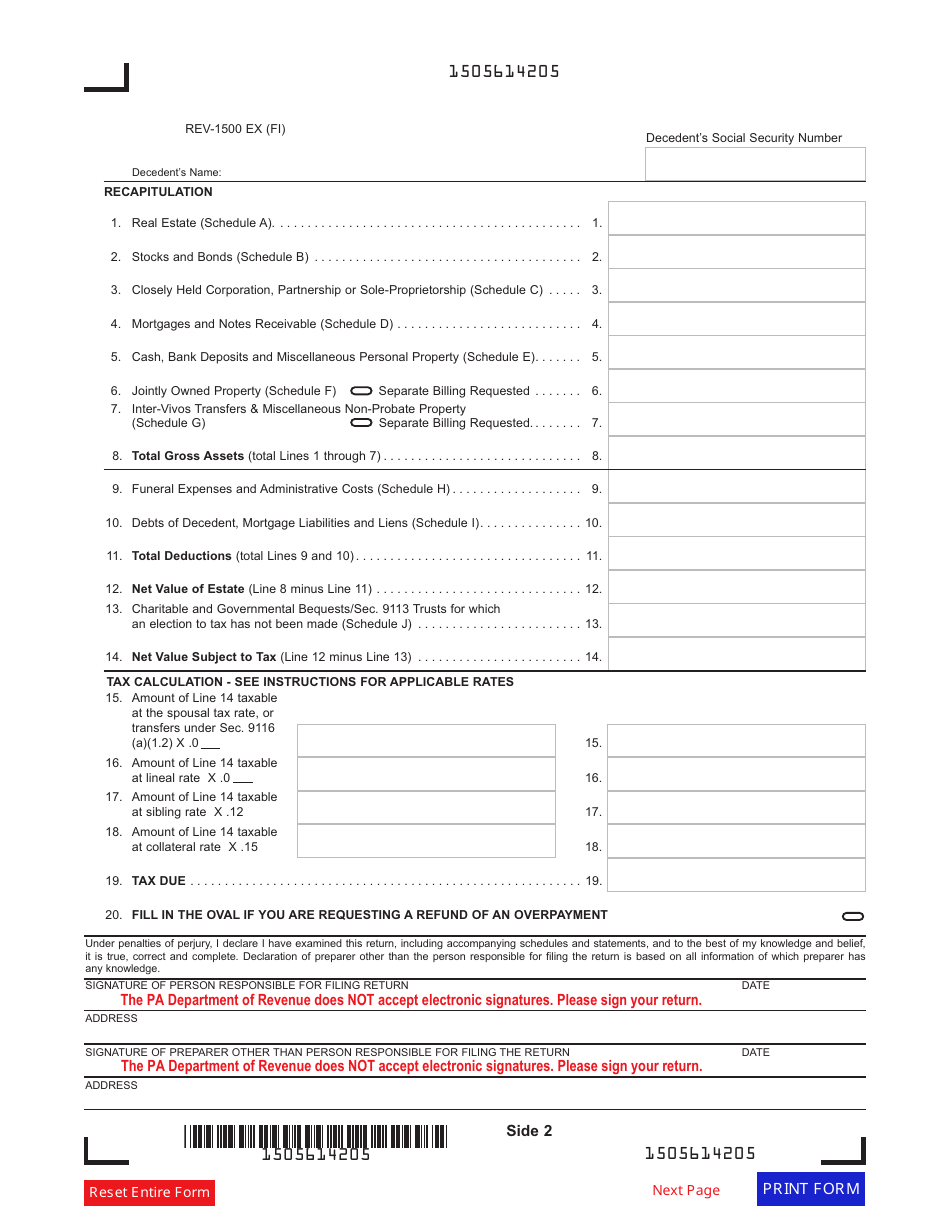 Form REV-1500 - Fill Out, Sign Online And Download Fillable PDF ...