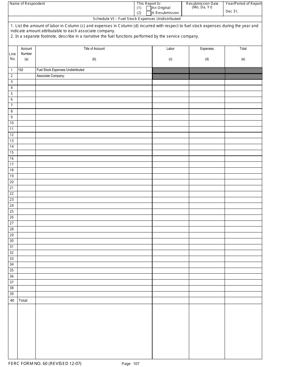 FERC Form 60 Download Printable PDF or Fill Online Annual Report for ...