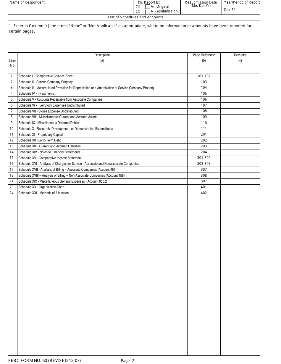 FERC Form 60 Annual Report for Service Companies, Page 5