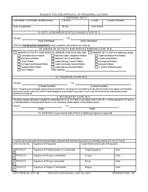 CAP Form 2A  Printable Pdf