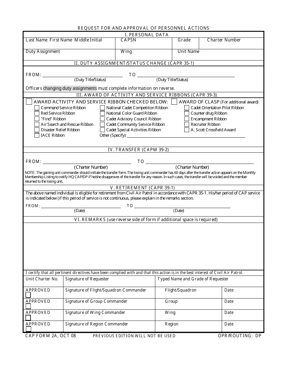 CAP Form 2A Fill Out, Sign Online and Download Fillable PDF