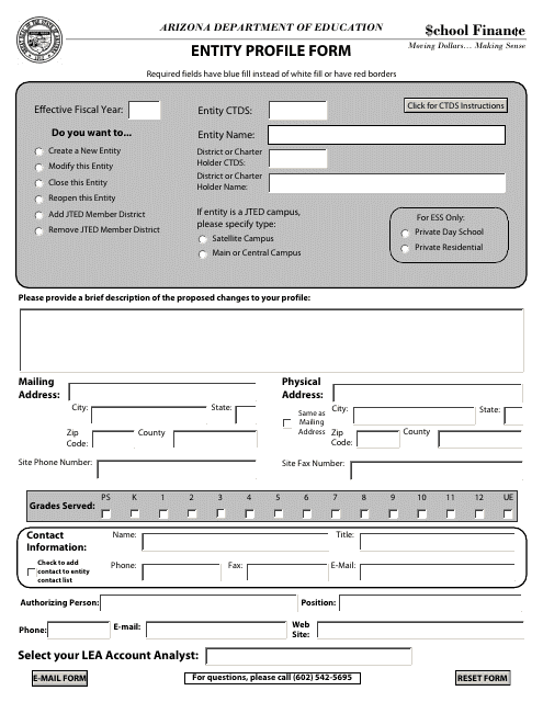Entity Profile Form - Arizona