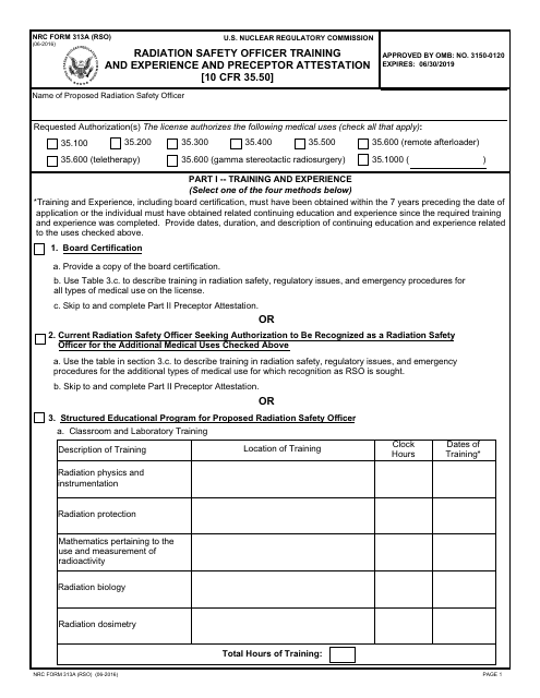 NRC Form 313A  Printable Pdf