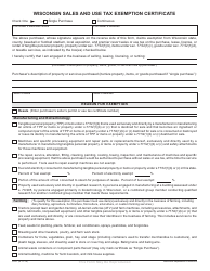 Form S-211 Wisconsin Sales and Use Tax Exemption Certificate - Wisconsin