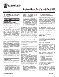 Document preview: Instructions for Form REV-1500 Pennsylvania Inheritance Tax Return Resident Decedent - Pennsylvania