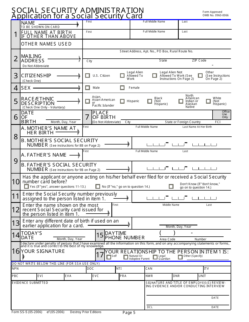 Form Ss 5 Fill Out Sign Online And Download Printable Pdf Templateroller 0997