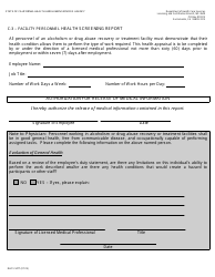 Document preview: Form DHCS5077 C-3 - Facility Personnel Health Screening Report - California