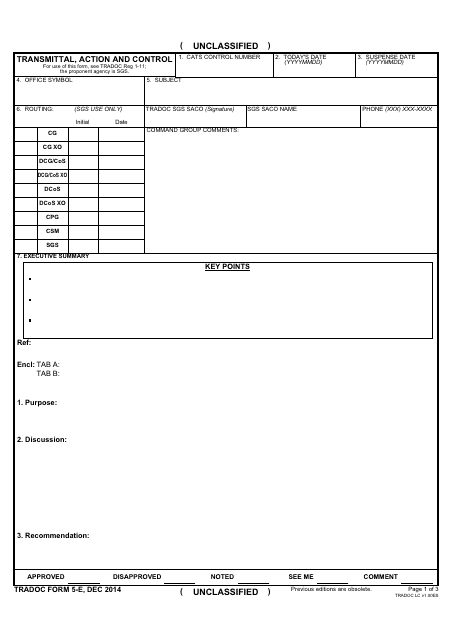 TRADOC Form 5-E  Printable Pdf