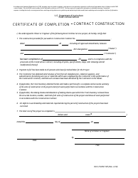 RDUP Form 187 Certificate of Completion - Contract Construction