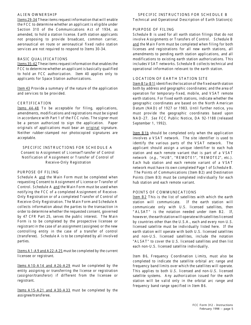 FCC Form 312 Application for Satellite Space and Earth Station Authorizations, Page 15