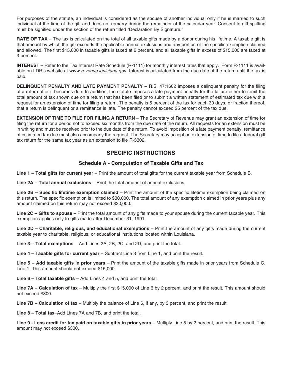 Form R-3302 (LA709) Gift Tax Return of Donor - Louisiana, Page 5