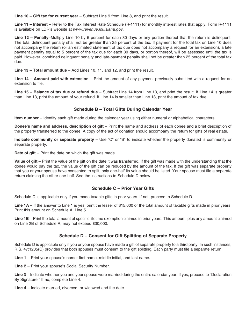 Form R-3302 (LA709) Gift Tax Return of Donor - Louisiana, Page 6